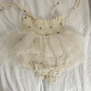 Angel Dear Cream Bodysuit with Tulle Skirt